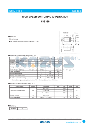 1SS389 datasheet - HIGH SPEED SWITCHING APPLICATION