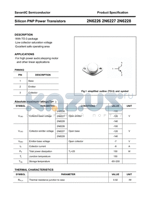 2N6227 datasheet - Silicon PNP Power Transistors