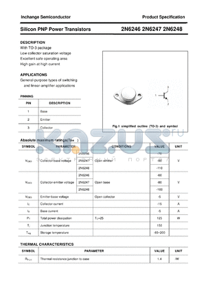 2N6246 datasheet - Silicon PNP Power Transistors