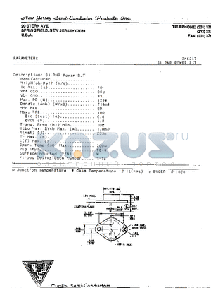 2N6247 datasheet - SI PNP POWER BJT