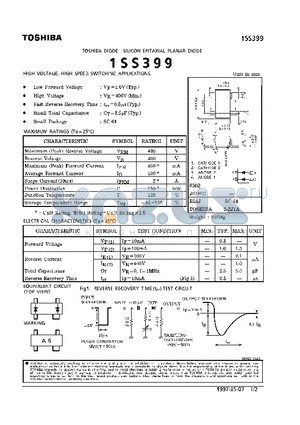 1SS399 datasheet - DIODE (HIGH VOLTAGE, HIGH SPEED SWITCHING APPLICATIONS)