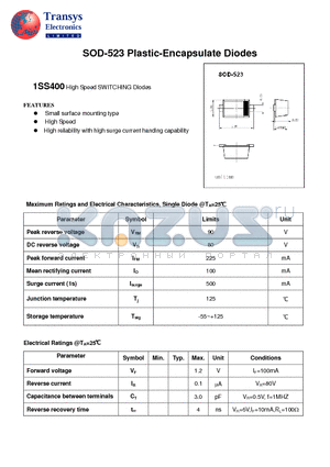 1SS400 datasheet - Plastic-Encapsulate Diodes