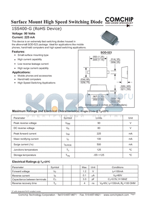 1SS400-G datasheet - Surface Mount High Speed Switching Diode