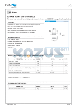 1SS400_08 datasheet - SURFACE MOUNT SWITCHING DIODE