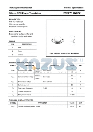 2N6270 datasheet - Silicon NPN Power Transistors