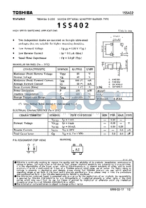 1SS402 datasheet - DIODE (HIGH SPEED SWITCHING APPLICATIONS)