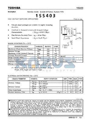 1SS403 datasheet - DIODE (HIGH VOLTAGE SWITCHING APPLICATIONS)
