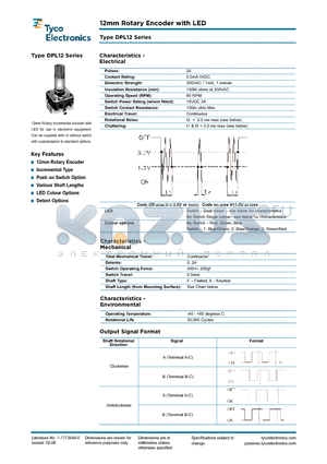 DPL12-VN24A20KR datasheet - 12mm Rotary Encoder with LED