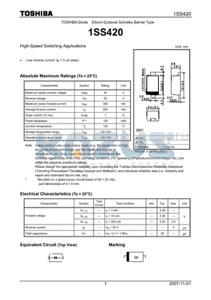 1SS420 datasheet - High-Speed Switching Applications