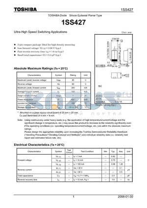1SS427 datasheet - Ultra-High Speed Switching Applications