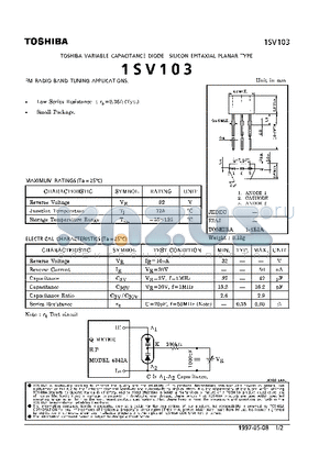 1SV103 datasheet - Variable Capacitance Diode, FM Radio Band Tuning Applications
