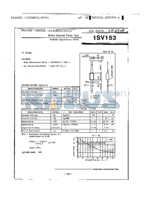 1SV153 datasheet - SILICON EPITAXIAL PLANAR TYPE VARIABLE CAPACITANCE DIODE