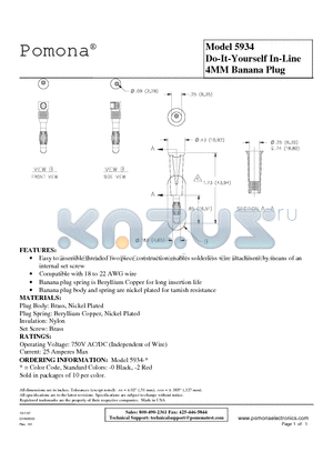 5934-0 datasheet - 4MM Banana Plug