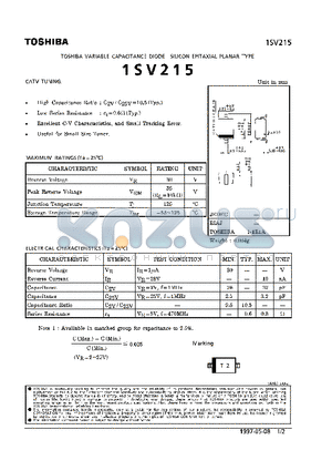 1SV215 datasheet - VARIABLE CAPACITANCE DIODE (CATV TUNING)