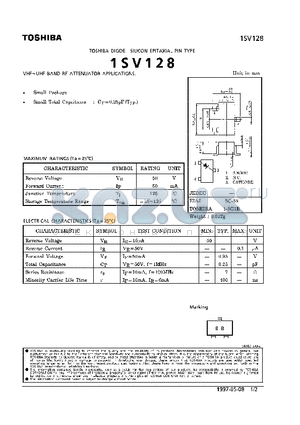 1SV128 datasheet - DIODE (VHF~UHF BAND RF ATTENUATOR APPLICATIONS)