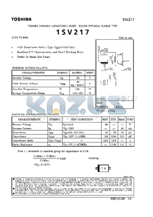 1SV217 datasheet - VARIABLE CAPACITANCE DIODE (CATV TUNING)