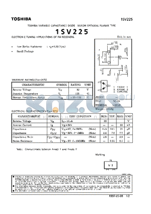 1SV225 datasheet - VARIABLE CAPACITANCE DIODE (ELECTRONIC TUNING APPLICATIONS OF FM RECEIVERS)