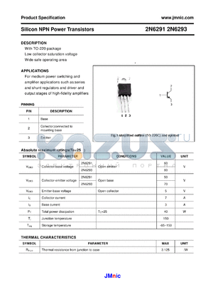 2N6291 datasheet - Silicon NPN Power Transistors