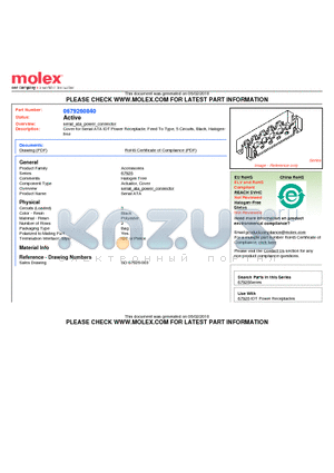 0679260840 datasheet - Cover for Serial ATA IDT Power Receptacle, Feed To Type, 5 Circuits, Black, Halogenfree