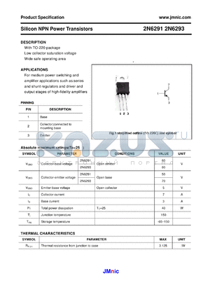 2N6293 datasheet - Silicon NPN Power Transistors