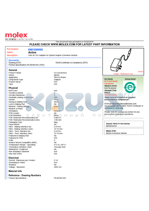 0681830005 datasheet - USA AC-DC Adapter for Optical Graphic Extension Module