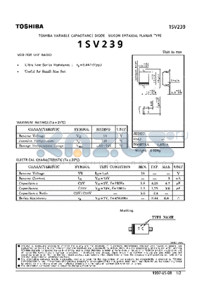 1SV239 datasheet - VARIABLE CAPACITANCE DIODE (VCO FOR UHF RADIO)