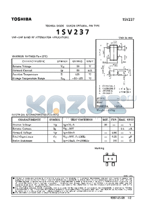 1SV237 datasheet - DIODE (VHF~UHF BAND RF ATTENUATOR APPLICATIONS)