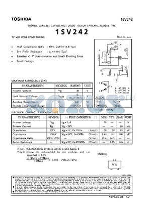 1SV242 datasheet - VARIABLE CAPACITANCE DIODE (TV VHF WIDE BAND TUNING)