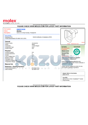 0684210030 datasheet - Sleeve for Crimp Housing, Transparent