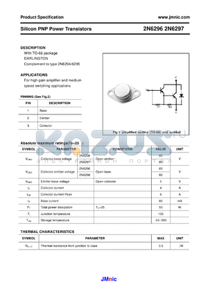 2N6296 datasheet - Silicon PNP Power Transistors