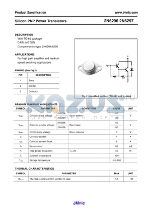 2N6297 datasheet - Silicon PNP Power Transistors
