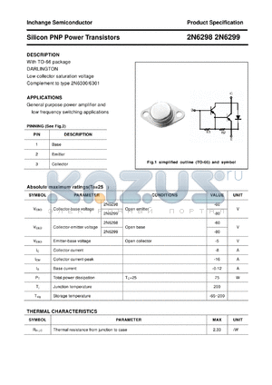 2N6299 datasheet - Silicon PNP Power Transistors