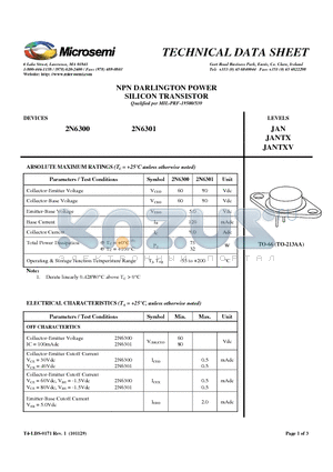 2N6300_1 datasheet - NPN DARLINGTON POWER