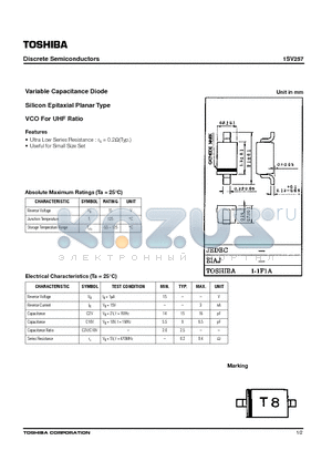 1SV257 datasheet - Variable Capacitance Diode Silicon Epitaxial Planar Type VCO For UHF Ratio