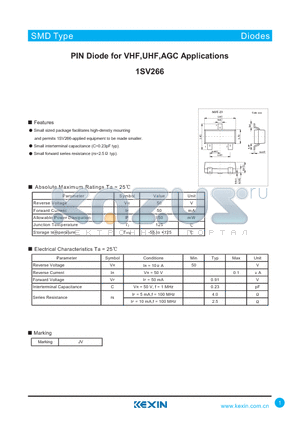 1SV266 datasheet - PIN Diode for VHF,UHF,AGC Applications