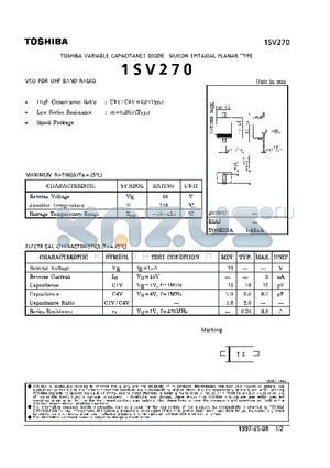 1SV270 datasheet - VARIABLE CAPACITANCE DIODE (VCO FOR UHF BAND RADIO)