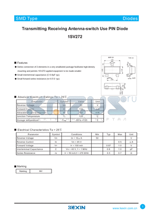 1SV272 datasheet - Transmitting Receiving Antenna-switch Use PIN Diode