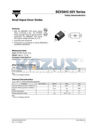 BZX584C3V0-02V datasheet - Small Signal Zener Diodes