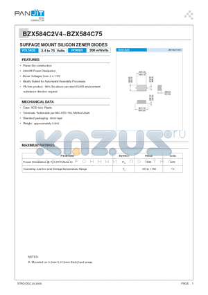BZX584C3V9 datasheet - SURFACE MOUNT SILICON ZENER DIODES