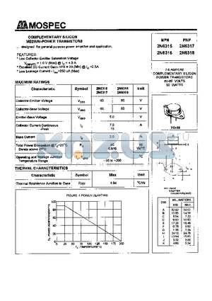 2N6317 datasheet - POWER TRANSISTORS(7.0A,90W)