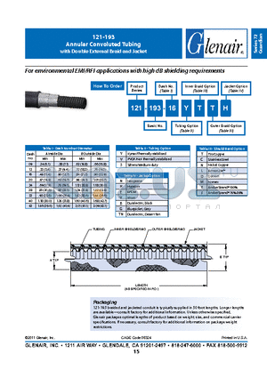 121-193 datasheet - Annular Convoluted Tubing with Double External Braid and Jacket