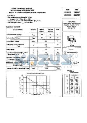 2N6318 datasheet - COMPLEMENTARY SILICON MEDIUM-POWER TRANSISTORS