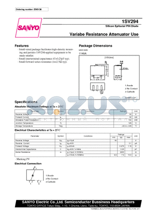 1SV294 datasheet - Variabe Resistance Attenuator Use