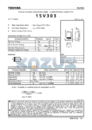 1SV303 datasheet - VARIABLE CAPACITANCE DIODE (CATV TUNING)