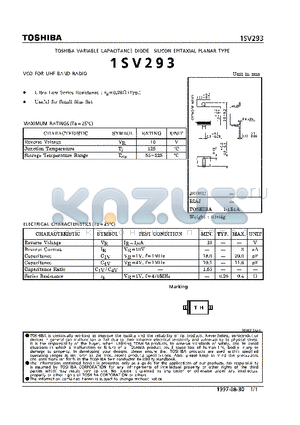 1SV293 datasheet - VARIABLE CAPACITANCE DIODE (VCO FOR UHF BAND RADIO)