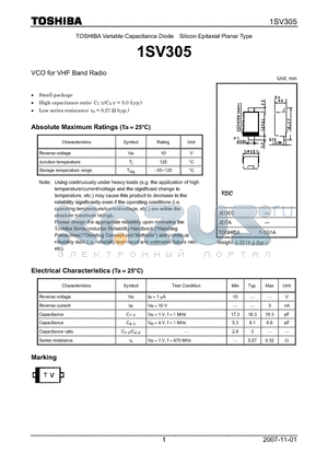 1SV305_07 datasheet - VCO for VHF Band Radio