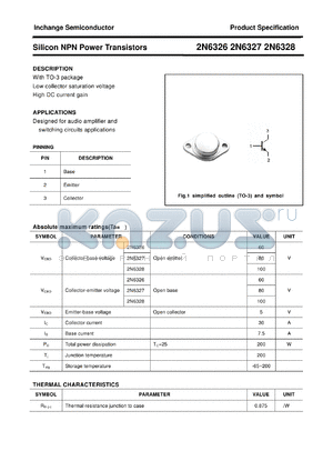 2N6327 datasheet - Silicon NPN Power Transistors