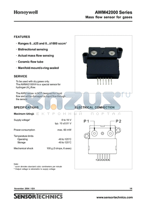 AWM42300V datasheet - Mass flow sensor for gases