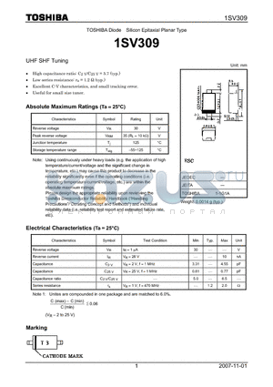 1SV309_07 datasheet - UHF SHF Tuning