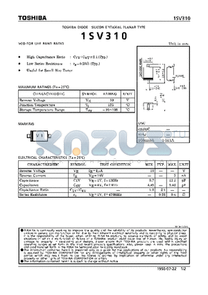 1SV310 datasheet - DIODE (VCO FOR UHF BAND RADIO)